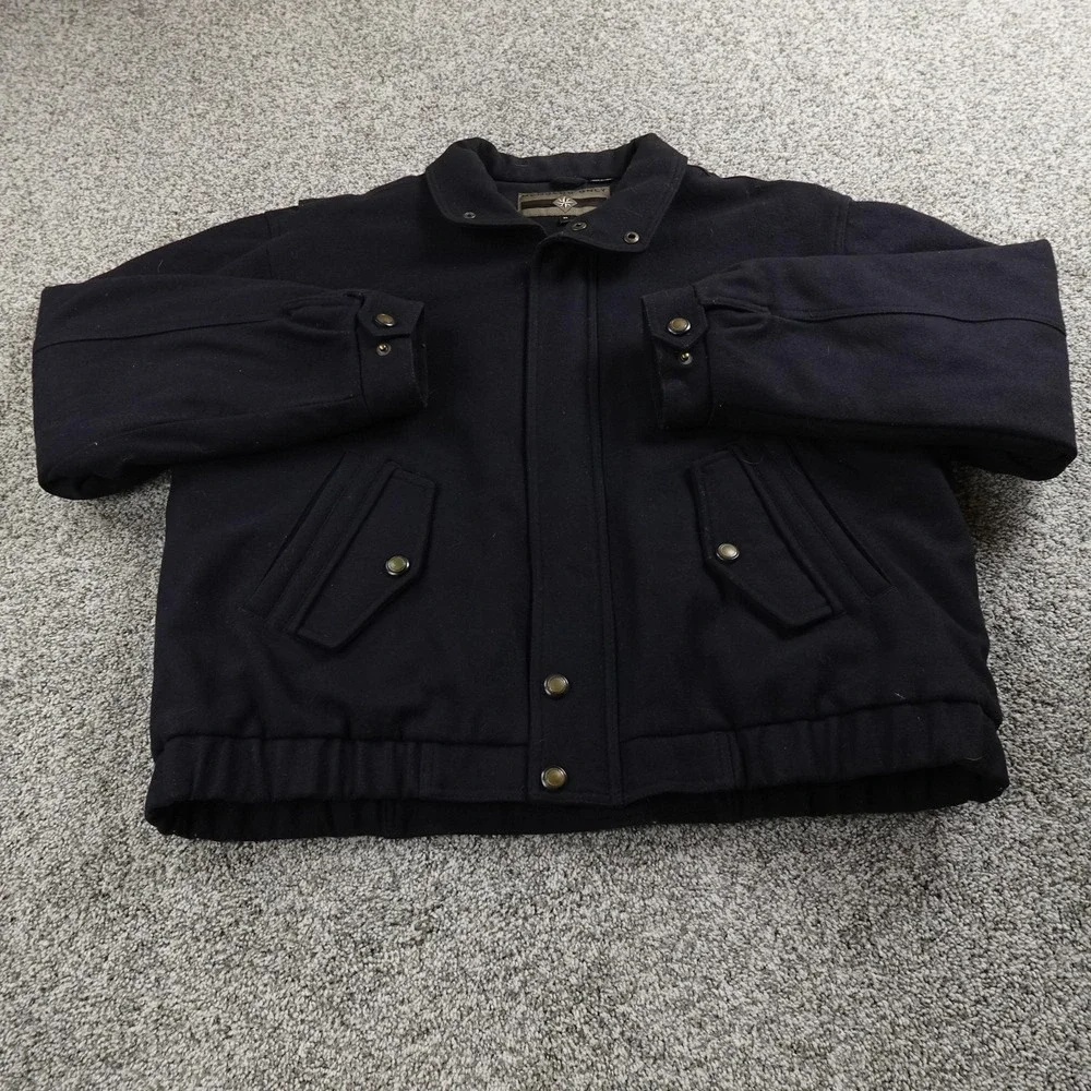 Members‎ Only Jacket Mens XL Blue Wool Blend Heavy Bomber Car Coat Snap Front